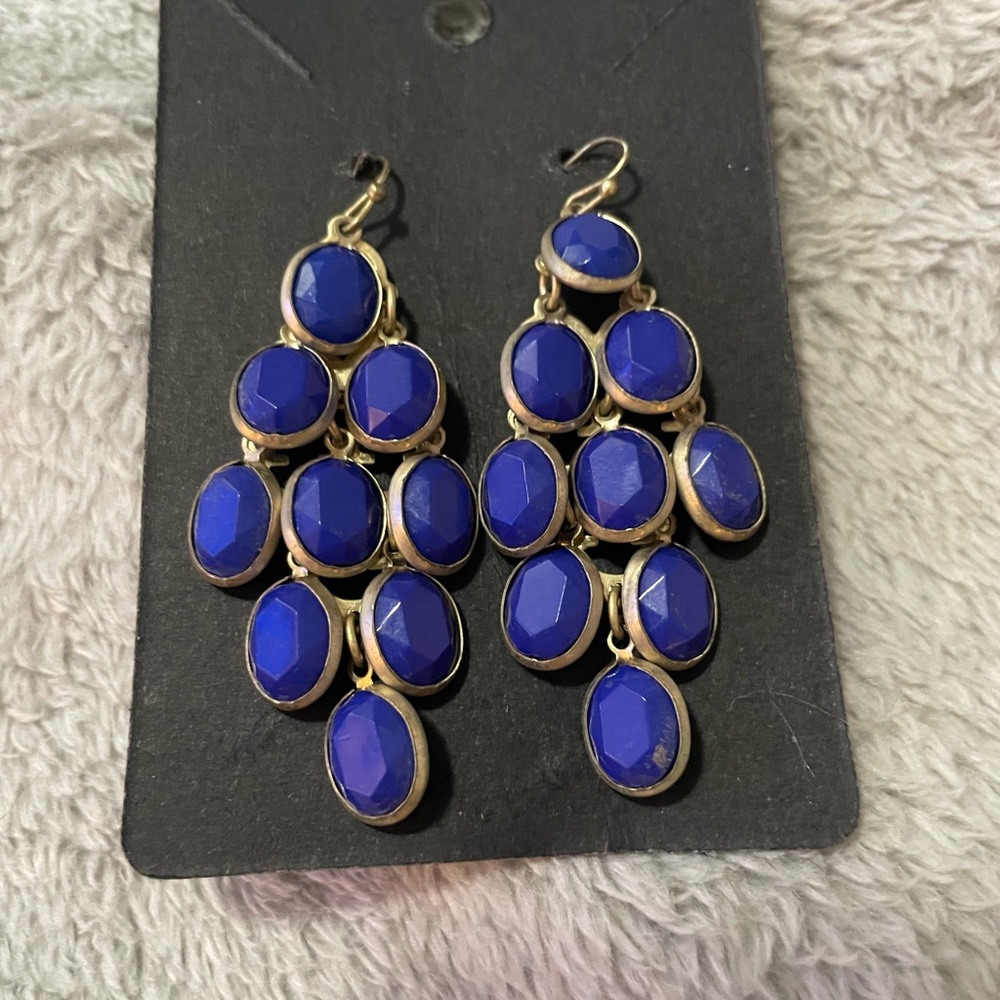 Elegant Blue and Gold Dangle Earrings